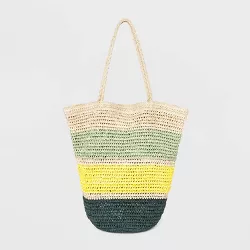 Striped Straw Shopper Tote Handbag - Universal Thread™ Green