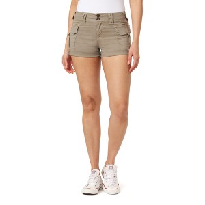 WallFlower Women's Luscious Curvy Twill Cargo Shorts 3" Mid-Rise Insta Stretch Juniors - 1 of 3