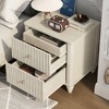 HDZNVF Fluted Nightstand, 21.65" Wide Side Table with 3 Drawers, Mid Century Modern Wood NightStand - 3 of 4