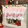 White Stockings 6 Pack 20 Inch Large Embroidered Buffalo Pink Plaid Pink Fireplace Holiday Decor Xmas Family Season Stockings - 2 of 4
