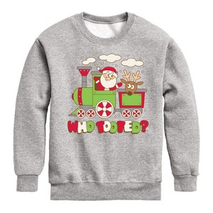 Boys' - Instant Message - Who Tooted Christmas Train Christmas Graphic Long Sleeve Fleece Sweatshirt - 1 of 4