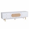 70.9'' Modern TV Stand for 80 Inch TV, Rattan Media Console with Drawers & Flip-Up Cabinet for Living Room-3irtyhousy - 3 of 4