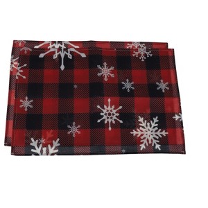 Unique Bargains Christmas Place Mats Flax Black Red White 11.8"x17.7" 2Pcs - 1 of 4