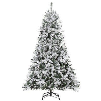 HOMCOM 6 FT Pre-Lit Snow-Flocked Artificial Christmas Tree with Realistic Branches, 250 Warm White LED Lights and 928 Tips