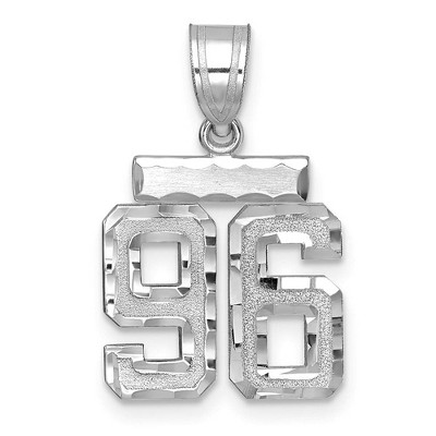 Black Bow Jewelry 14k White Gold, Varsity Collection, Small D/C Pendant, Number 96