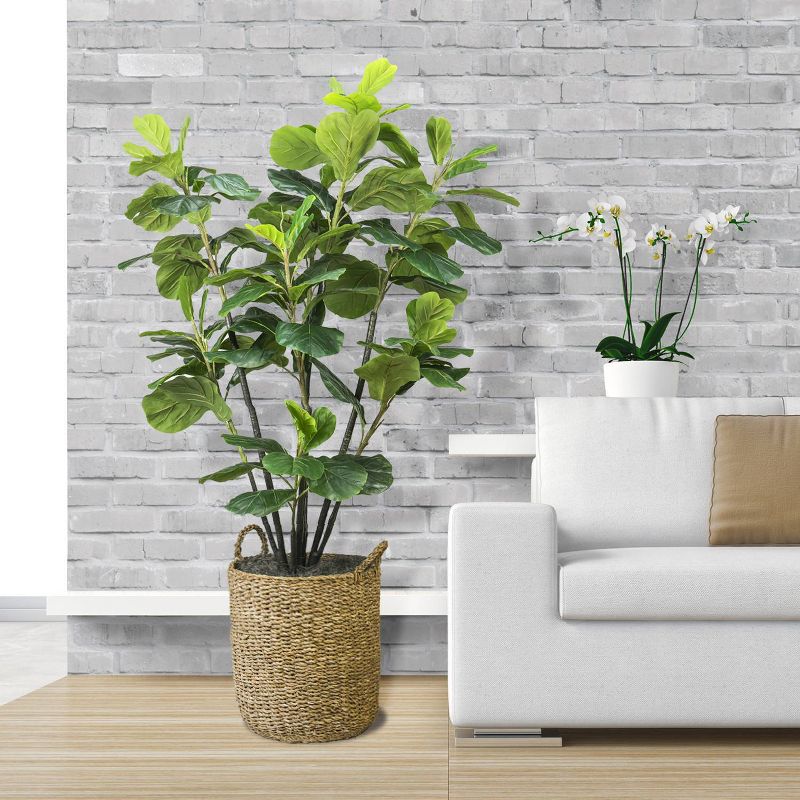 6&#39; Artificial Fiddle Leaf Fig Tree in Basket with Handles - LCG Florals, 5 of 8