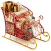 Costway Metal Christmas Santa Sleigh Basket Festive Decorative Sleigh Cart Holiday Red - 2 of 4