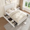 Upholstered Platform Bed Frame with Storage Drawers, Corduroy Wingback with Tufted Headboard and Footboard, No Box Spring Needed - 3 of 4
