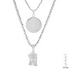 Steeltime Men's stainless steel double layered Lords prayer round and Jesus face with simulated diamonds pendants. Color Options: Silver, Gold - 3 of 4