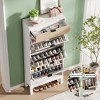 CuisinSmart Shoe Storage Cabinet with 3 Flip Drawers, Narrow Shoe Storage with Adjustable Shelves, Hidden Slim Shoe Rack for Entryway, White + Oak - 4 of 4