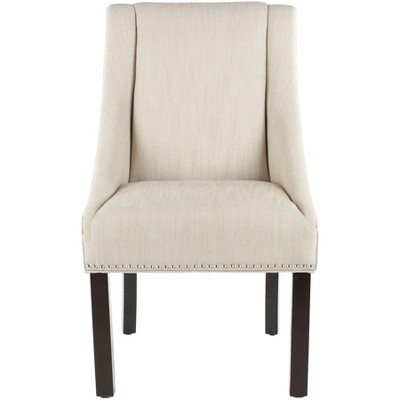 Morris Beige Linen Upholstered Dining Chairs with Birch Legs, Set of 2