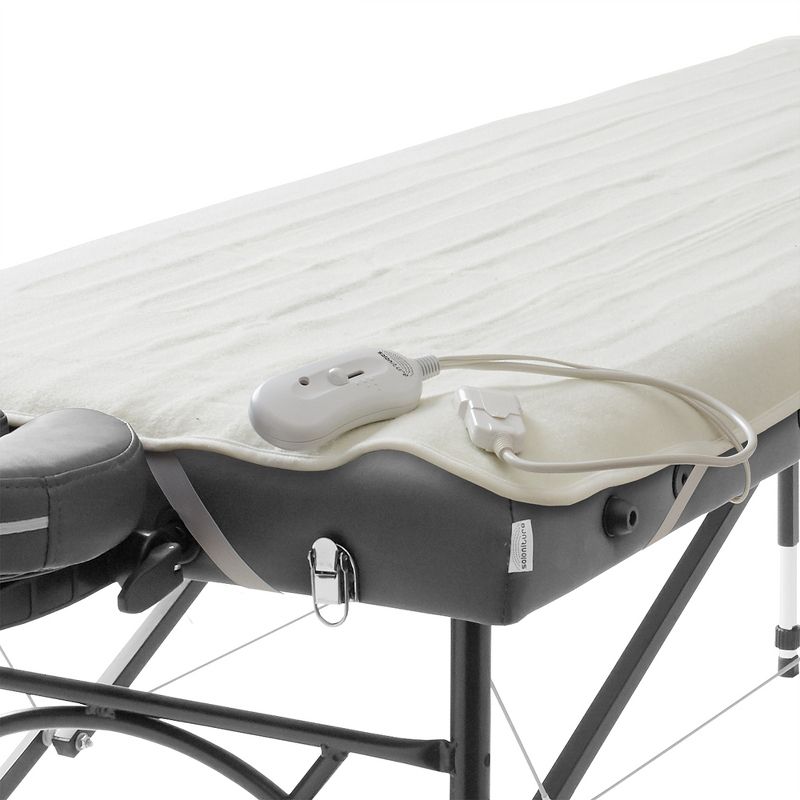 Saloniture Premium Massage Table Warmer, Felt Lined Heating Pad with Three Heat Settings - 72" x 30", White, 2 of 7