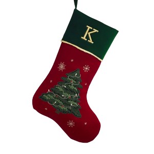 Personalization Mall Traditional Tree Embroidered Initial Christmas Stockings - 1 of 2