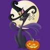 Women's Design By Humans Bewitching Black Halloween Kitty Cat By LittleBunnySunshine Racerback Tank Top - 2 of 3