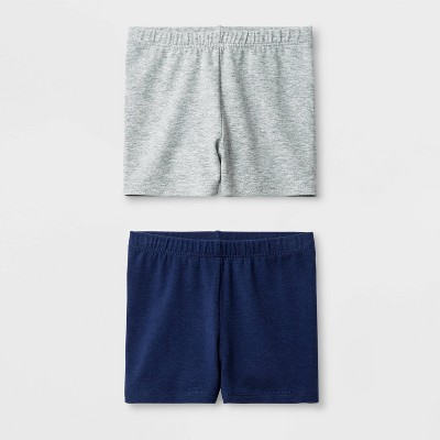 Image of Toddler Girls' 2pk Tumble Trousers Shorts Set - Cat & Jack™ Navy/Gray 4T: Comfort Stretch, Jersey Fabric, OEKO-TEX Certified