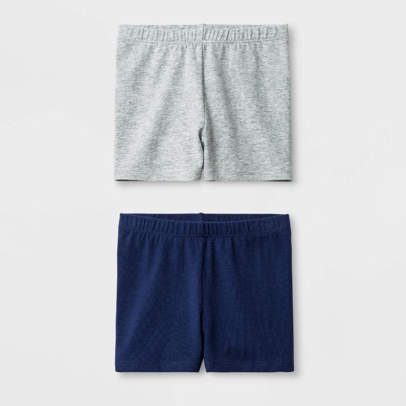 Toddler Girls' 2pk Tumble Trousers Shorts Set - Cat & Jack™ Navy/Gray, 1 of 2