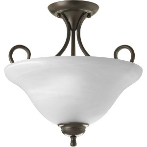 Progress Lighting Melon 2-Light Semi-Flush in Brushed Nickel with Swirled Alabaster Glass - 1 of 2