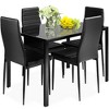 Costway 5 Piece Kitchen Dining Set Glass Metal Table 30" and 4 Chairs Breakfast Furniture Black - 2 of 4