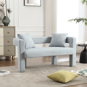 51.18'' Chenille 2-Seater Loveseat sofa with Arc Backrest, High-Density Cushion, and 2 Pillows - 1 of 4