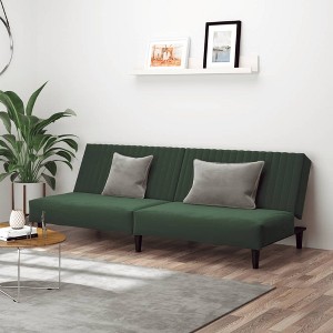 vidaXL 2-Seater Sofa Bed Dark Green Velvet - 1 of 4