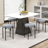 Costway Bar Stools Set of 4 Home Upholstered Stools with Metal Legs & Anti-slip Foot Pads Dark Grey/Light Grey/Beige - image 4 of 4