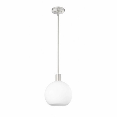 Brushed Nickel Globe Pendant with White Glass Shade