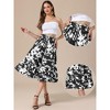 INSPIRE CHIC Women's Boho Floral Summer Elastic Waist Dressy Casual A-line Midi Skirts - 2 of 4
