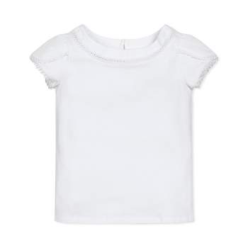 Hope & Henry Girls' Short Sleeve Knit Top with Tulip Sleeves, Kids