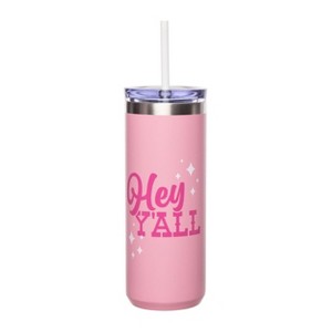 Totalee Gift Hey Y’all Tumbler w/ Straw Metal Pink 18 oz - 1 of 2