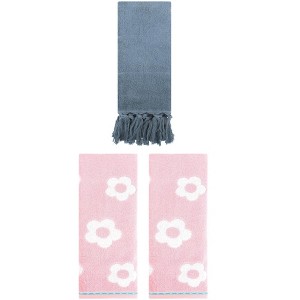 REGALWOVEN 3 Packs Solid and Floral Soft Absorbent Cotton Hand Towels Bathroom 14" x 30" - 1 of 4