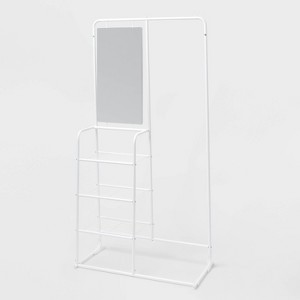 Metal Garment Rack with Mirror and Shelving White - Brightroom™ - 1 of 2