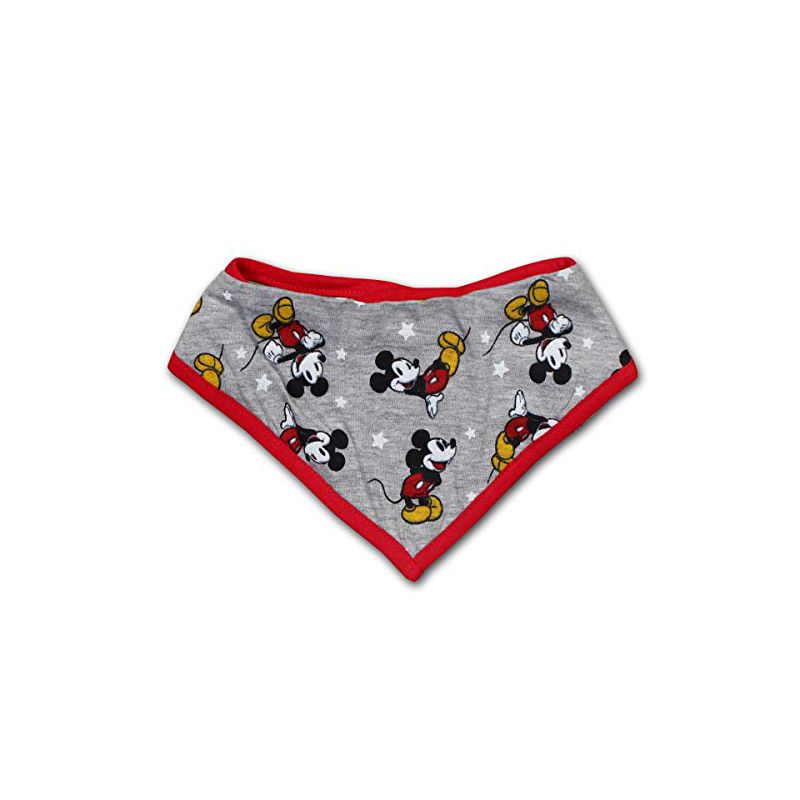 Disney Boy's 3-Pack Mickey Mouse Short Sleeve Baby Bodysuit Creeper, Jogger Pants and Bandana Bib Set for infant, 4 of 5