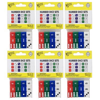 Koplow Games Whole Number Dice Set, 8 Per Pack, 6 Packs