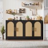 GustoWave 59” Sideboard Buffet Cabinet – Modern Large Storage Credenza with 4 Rattan Doors,for Living Room, Kitchen, Dining Room,Black - 2 of 4