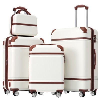 YONWAY Luggage Set 4 Piece Hardshell Expandable Suitcase Set, with TSA Lock and Spinner Wheel, Vintage Luggage Sets