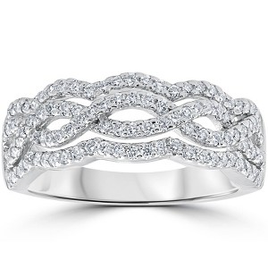 Pompeii3 .67ct Diamond Multi Row Infinity Cross Over Ring 14k White Gold Size 7 - Size 7 - 1 of 4