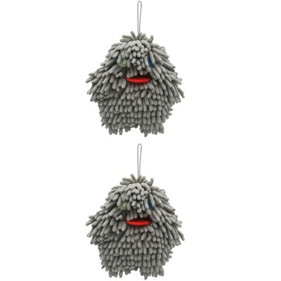 REGALWOVEN Soft Absorbent Chenille Decorative Hanging Ball Hand Towels 2 Pcs