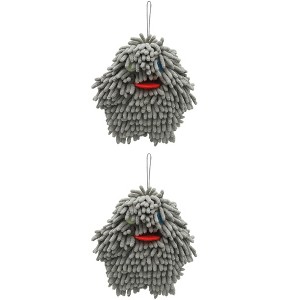 REGALWOVEN Soft Absorbent Chenille Decorative Hanging Ball Hand Towels 2 Pcs - 1 of 4