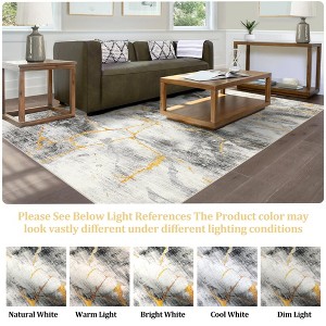 Washable Printed Floor Carpet, Contemporary Area Rugwith Non Slip Backing Low Pile Soft Marble  Foldable Rug for Living Room,Office,Bedroom - 1 of 4