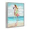 Stupell Industries Beach Woman Riding Pink Flamingo Framed Giclee Art, Gray, 16" x 20" - 2 of 4