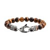 Men's Tiger Eye Stone Antiqued Stainless Steel Clasp Beaded Bracelet (10mm) - 8.5" - 2 of 4
