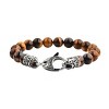 Men's Tiger Eye Stone Antiqued Stainless Steel Clasp Beaded Bracelet (10mm)  - 8.5 : Target