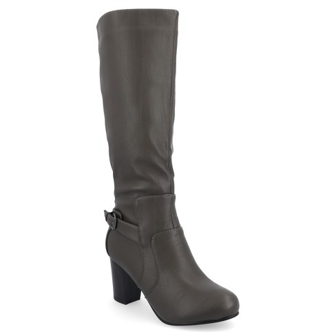 Journee Collection Womens Carver Stacked Heel Knee High Boots Grey 7 ...