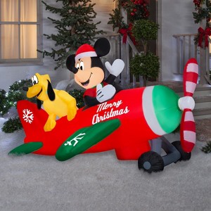 Gemmy Animated Airblown Inflatable Mickey and Pluto Clubhouse Airplane Scene w/LEDs Disney , 4.5 ft Tall - 1 of 4