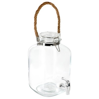 Gibson Home 0.95 Gallon Duval Glass Beverage Dispenser with Wooden Lid and  Handle