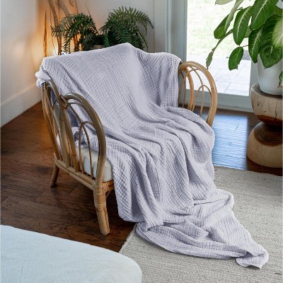 Twin Slate Grey Muslin Cotton Blanket for Adults
