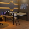 KTMBDW Low Loft Bed Twin/Full Size with Desk Gaming, Metal Loft Bed with LED and Storage Space, Safety Guard and Ladder, No Box Spring Needed - 4 of 4