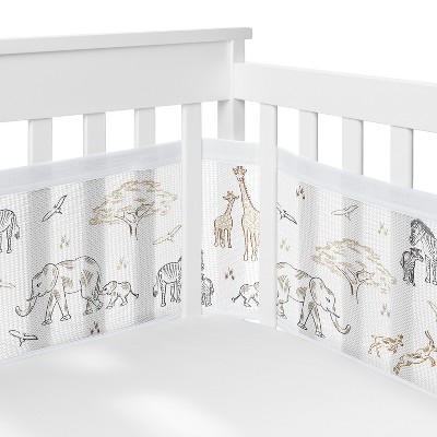 Sweet Jojo Designs Gender Neutral Unisex Breathablebaby Breathable Mesh  Crib Liner Anti Bumper Pad Serengeti Animals Beige Tan White : Target