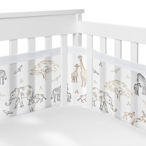 Sweet Jojo Designs Gender Neutral Unisex BreathableBaby Breathable Mesh Crib Liner Serengeti Animals Beige Tan White - 1 of 4