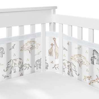 Sweet Jojo Designs Gender Neutral Unisex BreathableBaby Breathable Mesh Crib Liner Serengeti Animals Beige Tan White